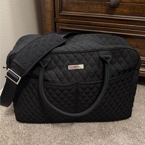 Never Used Vera Bradley Black Quilted Overnight/Weekender Bag, Black